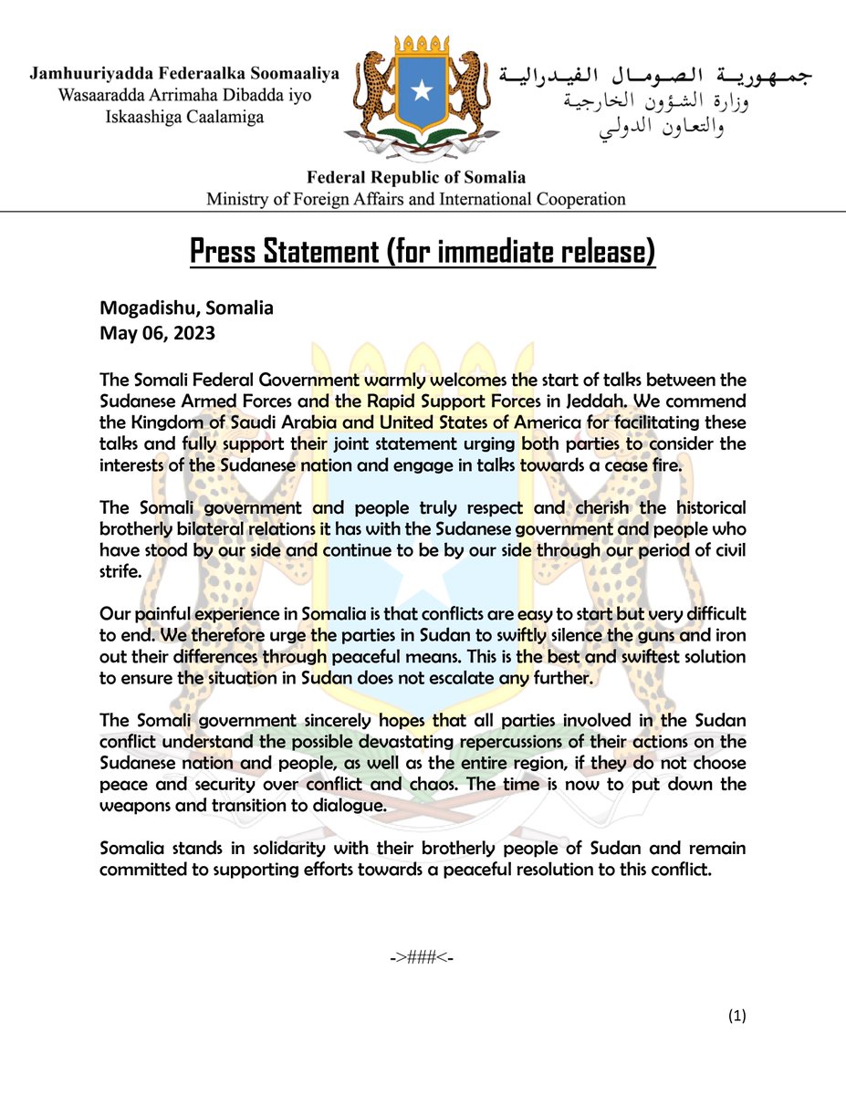 Ministry of Foreign Affairs 🇸🇴 tweet media