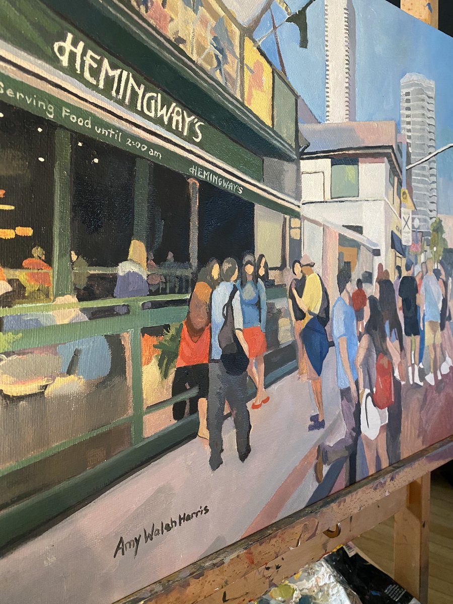 Working on the second layer of Hemingway’s in Yorkville, Toronto.  #Toronto #TorontoBar  #TorontoArt #Torontopaintings