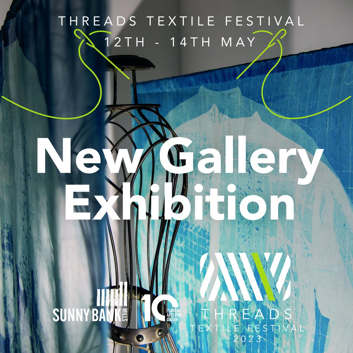 Our first Threads Textile Festival starts on Friday! Here's some of the things that will be happening at the Mills. 

Textile Fair Saturday &amp; Sunday 10am-4pm. £3 entry.

Details of all talks, workshops and tours are on our website and Eventbrite. 

> sunnybankmills.co.uk/arts/gallery/t…