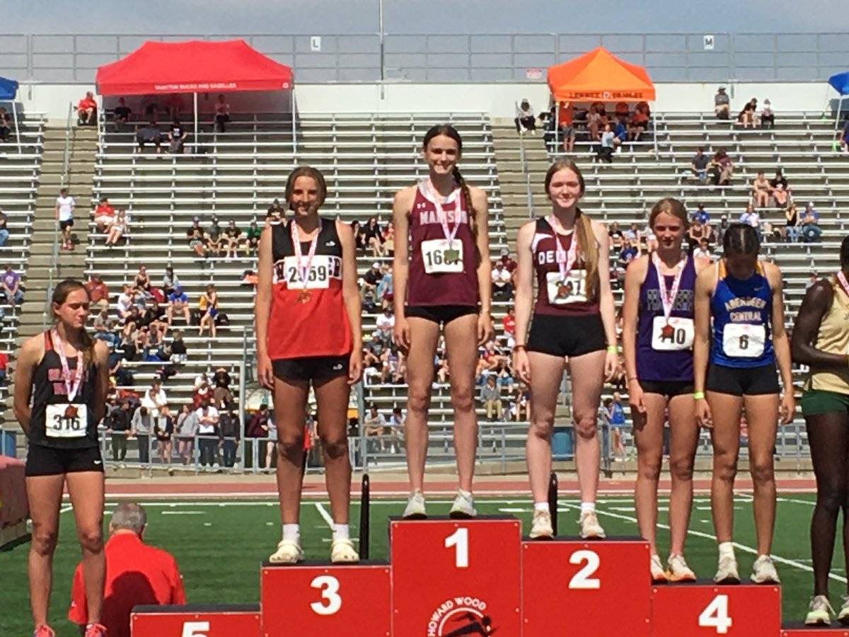 CoachRicke's tweet photo. Congratulations to Madison Bulldog Audrey Nelson for winning the girls “all class” high jump event against an elite field at the @DakotaRelays yesterday. She won with a jump of 5’6”. Way to go Audrey! 
#BulldogNation
@kjamradio @LakeCTY_Sports https://t.co/BAdKbZeraE