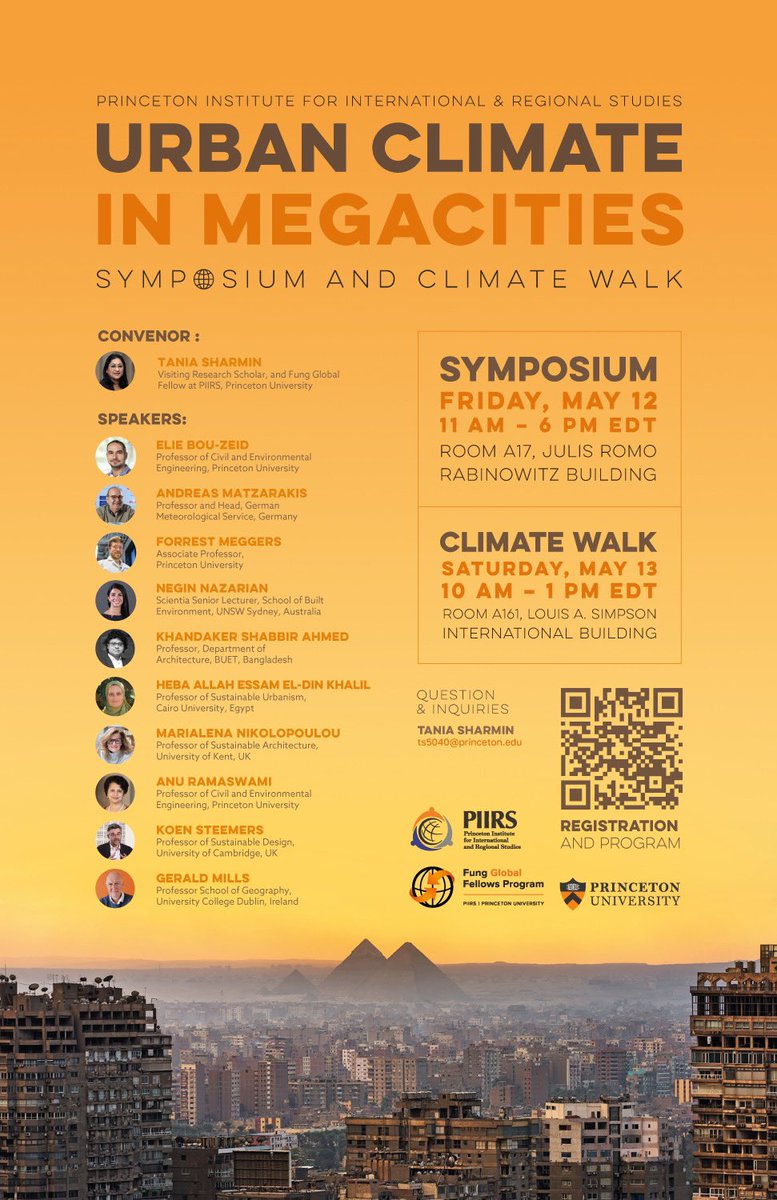 taniasharmin505's tweet photo. Please join us for the Urban Climate in Megacities Symposium and Urban Climate Walk at Princeton University next week. The events are open to the public, so please feel free to distribute this information to anyone who might be interested in attending in person. https://t.co/NNfMNXKO2U