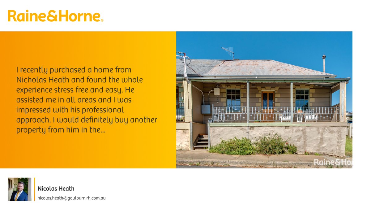RHGoulburn's tweet photo. Our agent’s latest RateMyAgent review in Goulburn

https://t.co/k12S5Ii6Xa

...
#ratemyagent #realestate #Raine_and_Horne__GOULBURN https://t.co/CbtErijIx2