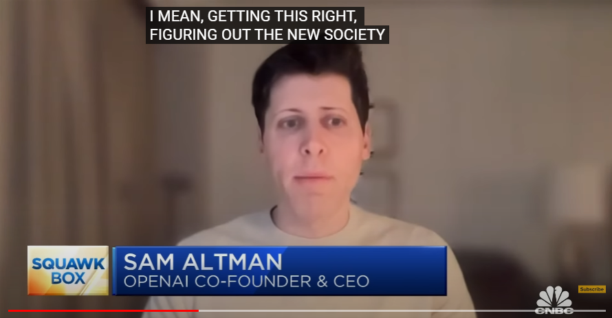 NormalTypeNem's tweet photo. In an interview on CNBC's "Squawk Box", OpenAI's Sam Altman talked about how figuring out the integration of A.I. is important for not just the people in the Bay Area. We each need to consider how we will handle societal changes. I am learning about A.I. because I want to adapt. https://t.co/GtUcsQ1LAQ