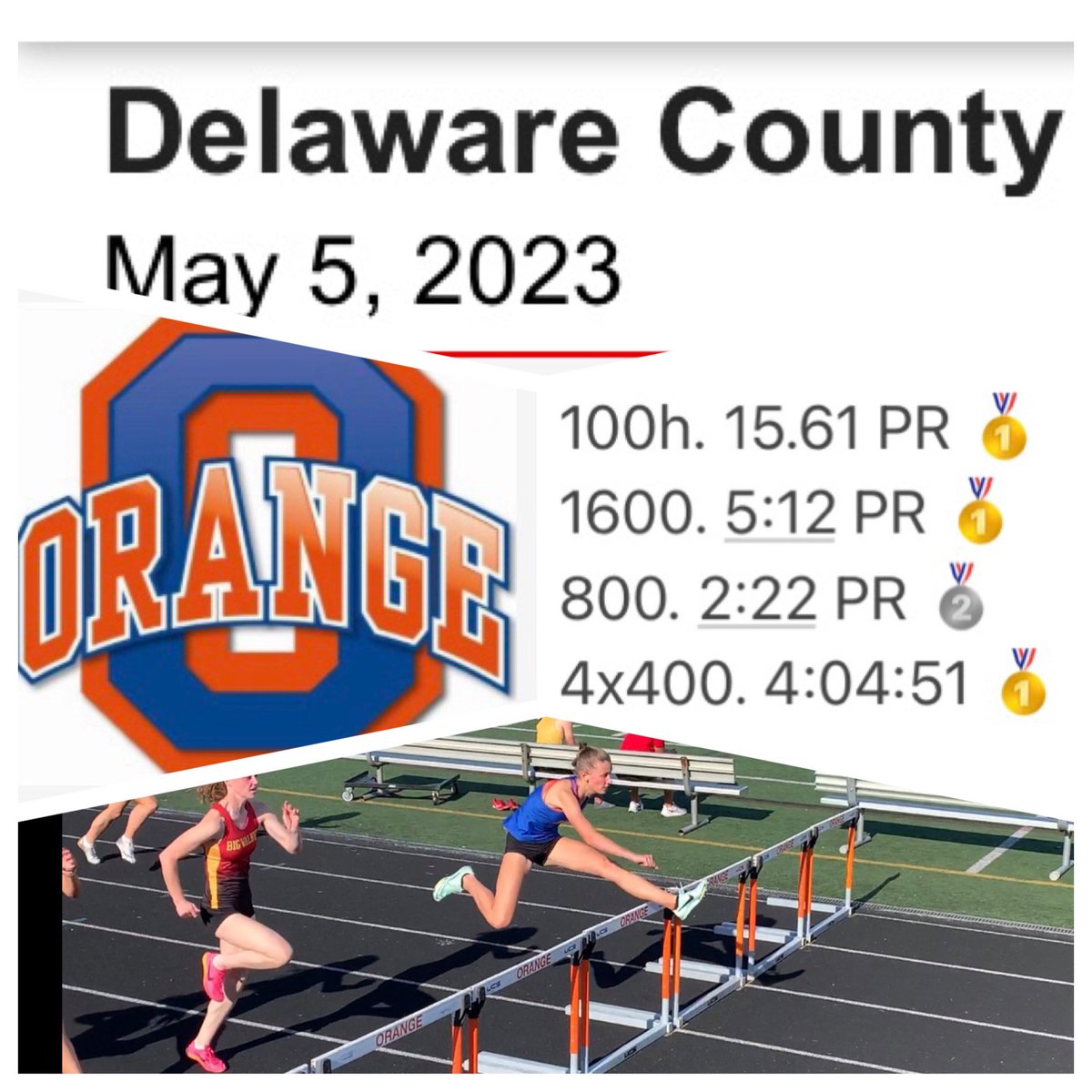 chaps4mu's tweet photo. Congrats to @OOHSTandF for dominating the Delaware County Championships!  #NeersCounty  And another chance to get better for @brooke_chapman4. You always amaze us!  Post-season starts next week. 👍🏻 #LND https://t.co/22koJttKGk