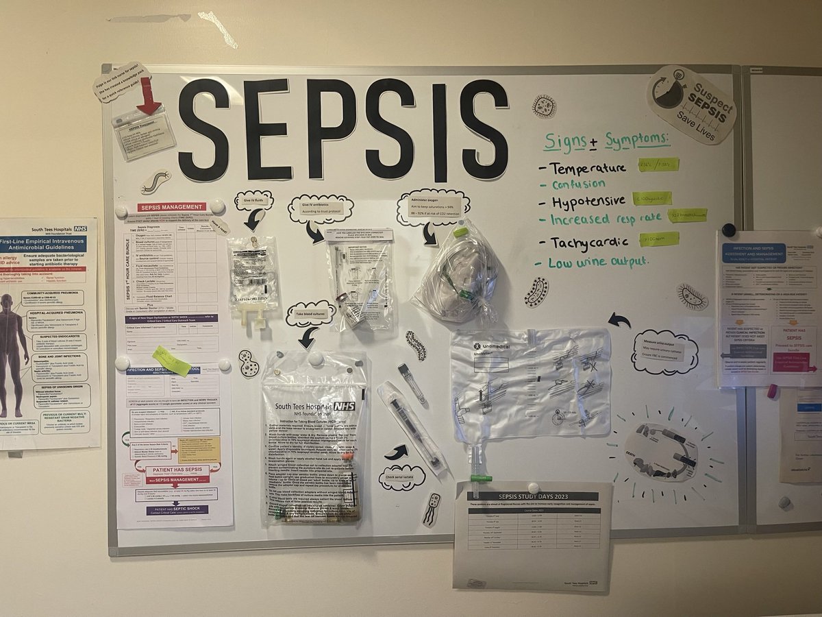 Our sepsis board.. Sepsis is a common and potentially life-threatening condition triggered by an infection which causes the body’s immune system to go into overdrive. Raising awareness is key to ensure staff detect it early and act accordingly! #sepsis #sepsisawareness