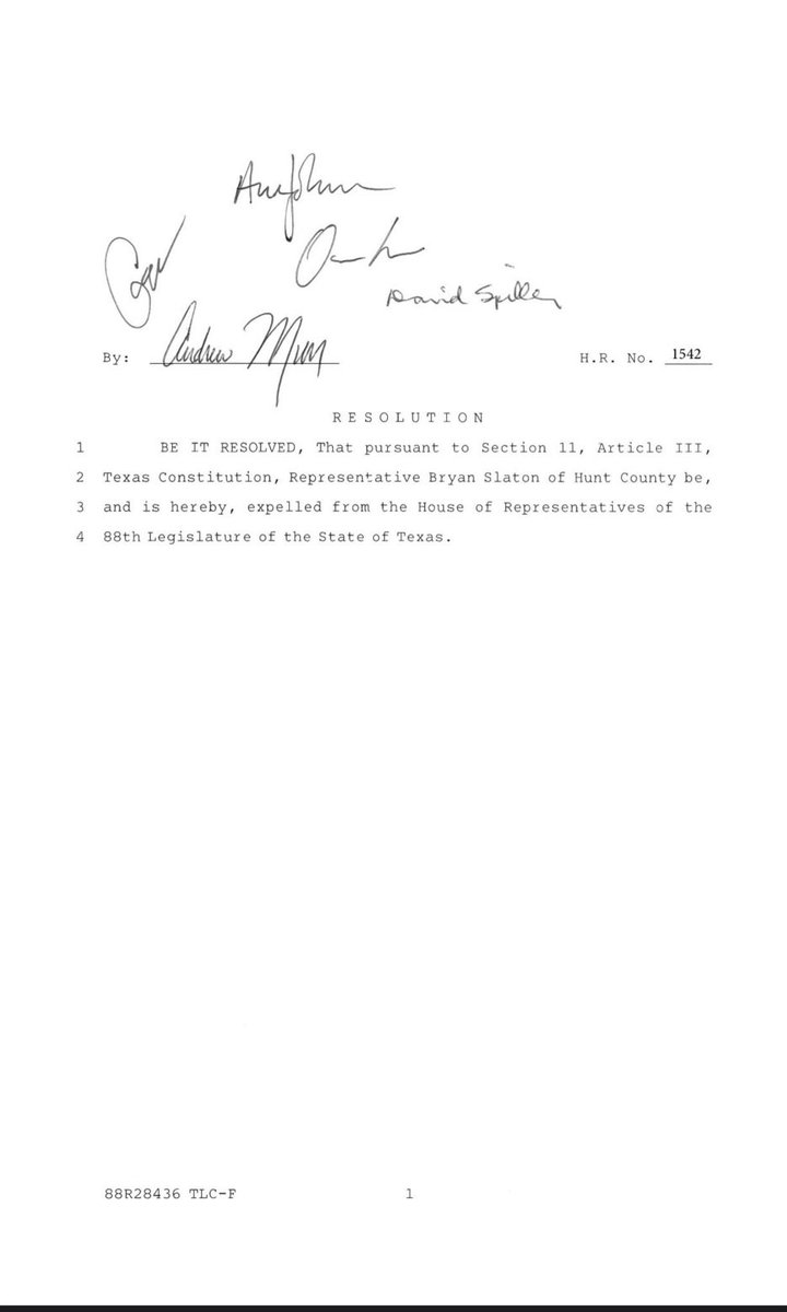 HowertonNews's tweet photo. BREAKING: vote to expel Texas Rep. Bryan Slaton from the House of Representatives for the remainder of the Legislature is happening.
This was just filed. Vote is May 9th.
Comes after House investigation found he engaged in inappropriate sexual conduct with a subordinate. @wfaa https://t.co/vmcOzriF5v