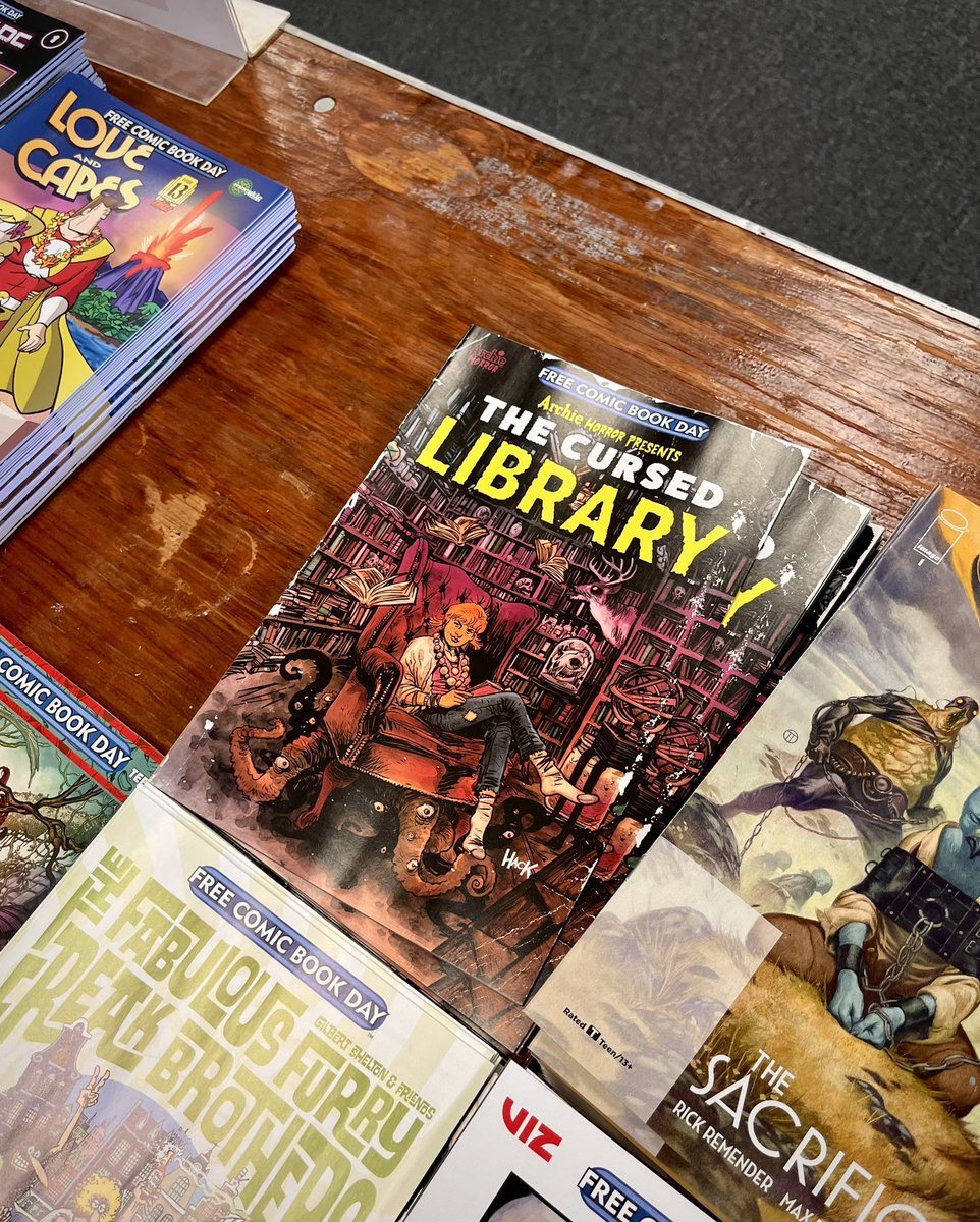 Happy #FreeComicBookDay everyone!  I made sure I grabbed THE CURSED LIBRARY issue, did you? Let me know what y’all think! <a href="/Freecomicbook/">Free Comic Book Day</a> <a href="/ArchieComics/">Archie Comics</a>
