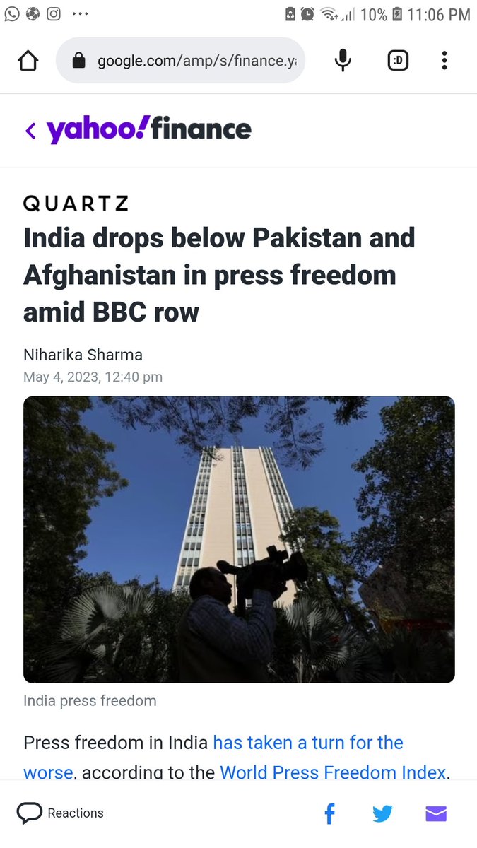 edi0t's tweet photo. India has slipped 11 places on the annual World Press Freedom Index published by global media watchdog (RSF).
It is below the war torn Afghanistan. The Fascist bastard son of Hitler has turned indian into a shit-hole.
#ModiWinningKarnataka #BJPFailsKarnataka #BJPRateCard https://t.co/oER9aYqR5Q