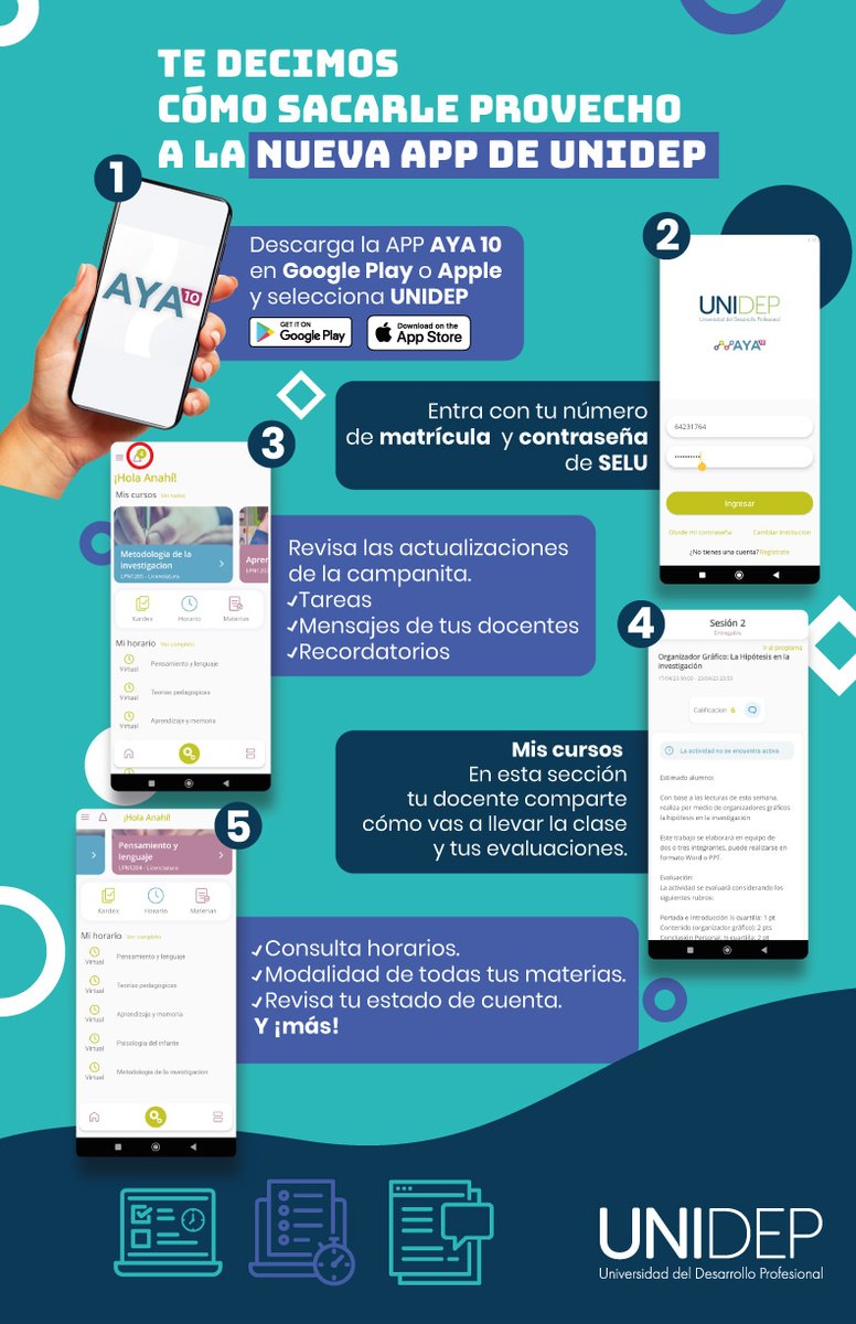 La NUEVA APP UNIDEP te facilita:

➡️ Las consultas de calificaciones y horarios
➡️ El contacto con los profes

❓Ya la descargaste❓

#UNIDEP
#SéQuePuedo #NadaMeDetendrá