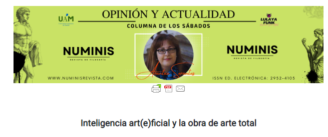 Un #articulo sobre #IA #creatividad #arte <a href="/mechiezquiaga/">@mechiezquiaga</a> para <a href="/numinisrevista/">NUMINIS</a> <a href="/UAM_Madrid/">UAM Autónoma Madrid</a>:
numinisrevista.com/2023/05/Inteli…