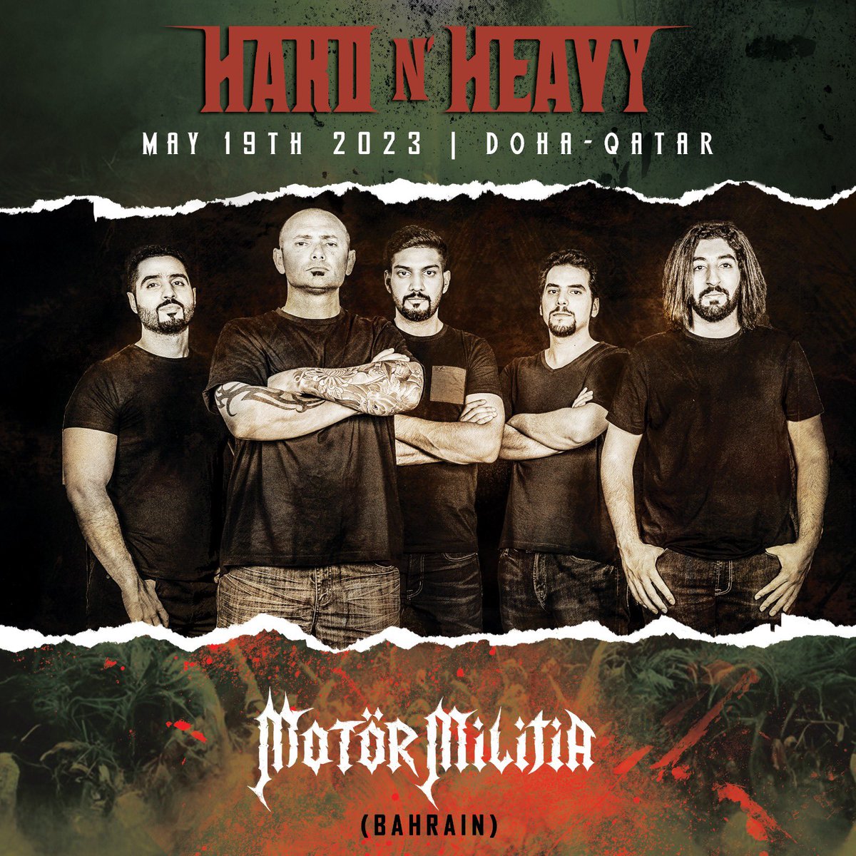 Excited to announce that we will be playing #hardnheavyqatar on Friday 19th of May!  Will be our first ever show in #Qatar 🇶🇦 can’t wait!

#motormilitiabh #thrashmetal #livemusic #motormilitia #motormilitiaband #motörmilitia #heavymetal #metal #metalmusic