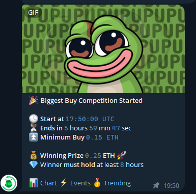 High Gas? No problem we want to give back to everyone that buys during these high gas prices. 🐸

That's why we have started a biggest buy comp of 0.25 ETH for the winner! 🎉

dexscreener.com/ethereum/0xe9c…