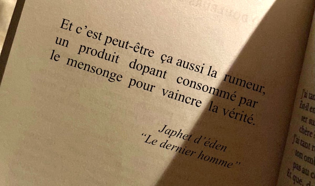 japh_eden's tweet photo. Et c’est peut-être ça aussi la rumeur, un produit dopant consommé par le mensonge pour vaincre la vérité…
#citation https://t.co/p9WxCiXfr5