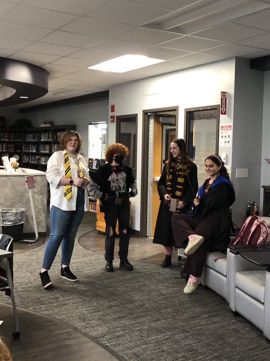 MMoelbert's tweet photo. Thanks to Evlyn & Leela for starting this very successful Book Series Club @HMS14075. We will miss them and the other 8th graders as they head to @HamburgHigh! #HogwartsClub #PotterFans https://t.co/c64hFJE48L