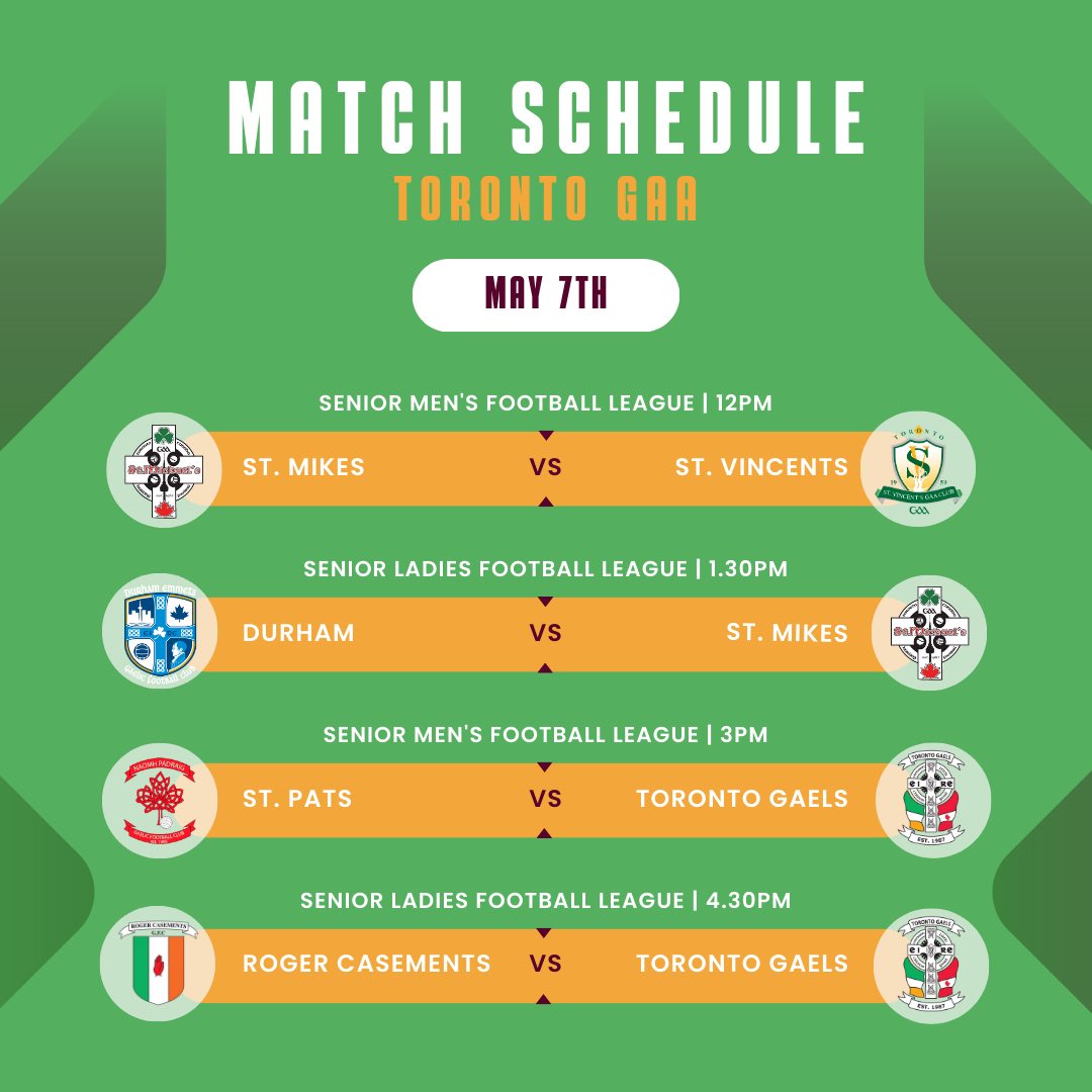 It’s the opening round of Toronto GAA football leagues this Sunday. Get out to Centennial Park for some fantastic games.