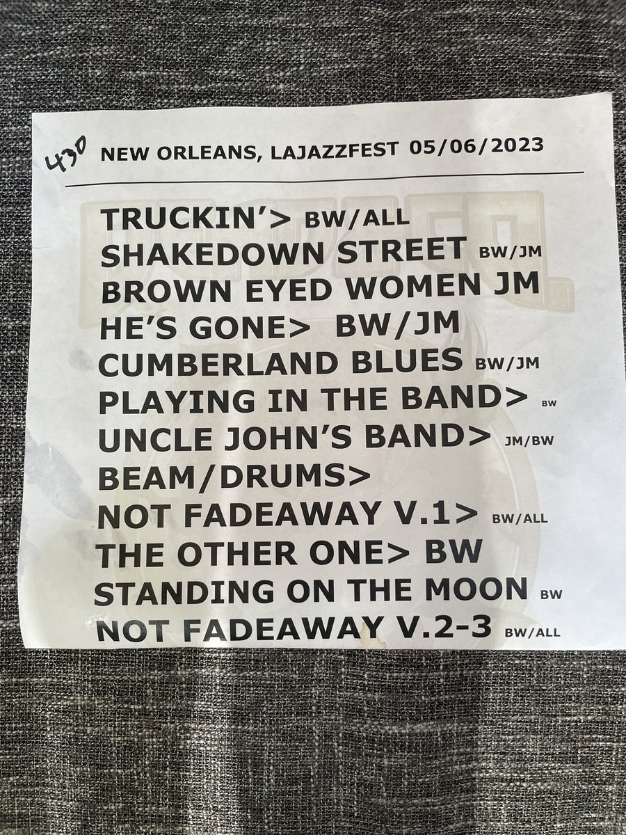 deadandcompany's tweet image. Sat. 5/6/23 New Orleans Jazz &amp;amp; Heritage Festival. 
Showtime: 430pm-7pm
Thanks to Bruce Sunpie Barnes, Big Chief Sunpie and the North Side Skull and Bones Gang for sitting in on rhythm devils
Next show: Mon. 5/8/23 Barton Hall, Cornell University, Ithaca, NY 730pmET
📷: Matt Busch