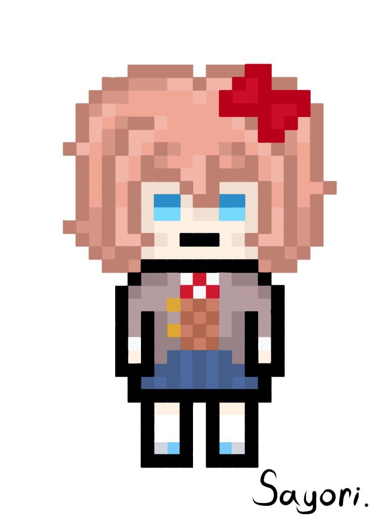 Pixelart Sayori from «Doki Doki Literature club». #DokiDokiゲーム