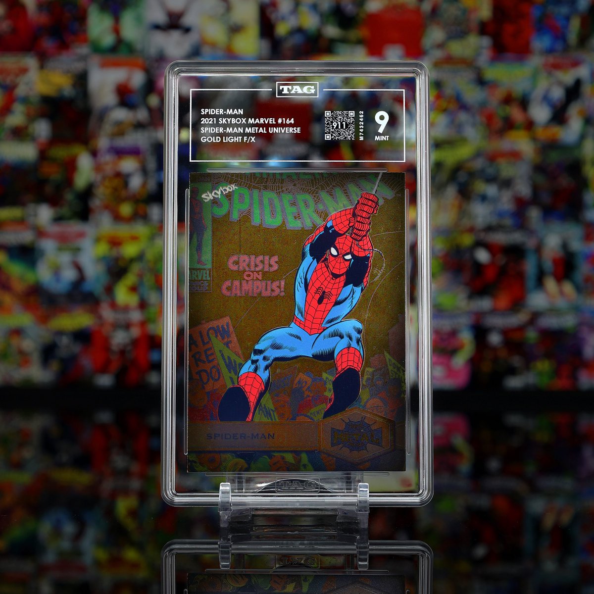TAGgrading's tweet photo. GIVEAWAY! It's #freecomicbookday so we're giving away this amazing #SPIDERMAN TAG 9
(911) comic book cover art #Marvel Metal Universe Gold card. POP 1 / RANK 1 / CHRON 1.

To enter, just RT and Follow.

Winner will be selected WED MAY 10th at 6PM PT. 

With great cards comes great responsibility.

#tagd #comicbookday