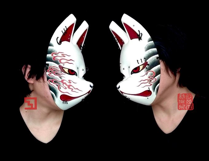 ピアス狐面(和彫ver)です  ・ブース番号 F320  ・出展日 5月21日 ・出展名 幻狐面制作所 ・ #デザフェス57 ・