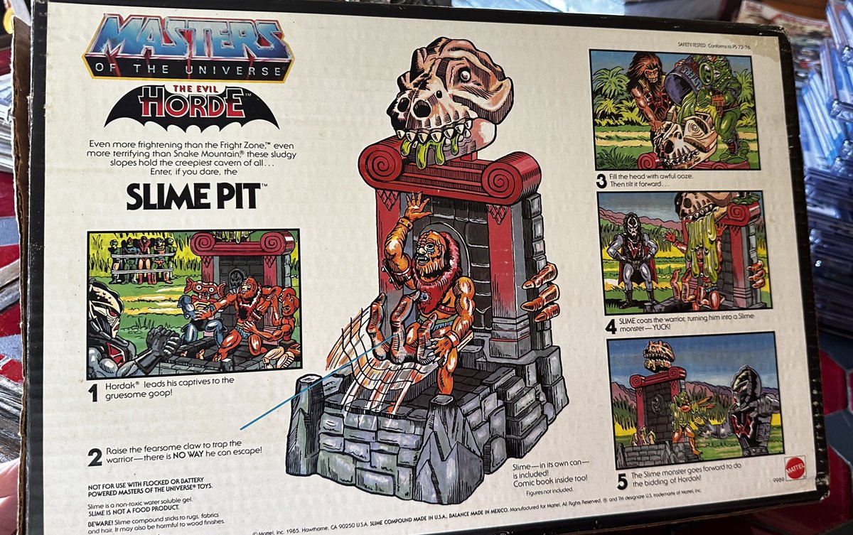DearWatchers's tweet image. Yeah yeah we got Comics this #FreeComicBookDay but thanks to #VideoVortex we got this COMPLETE, MINT IN BOX #HeMan #MOTU Slime Pit. So excited to display this! 🦠🟢💀#vintagetoys #toys
