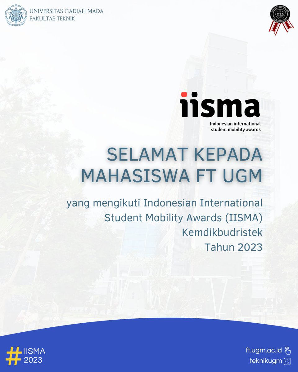 FTUGM's tweet photo. Selamat untuk teman-teman semuanya.
Tentu saja, kisah perjalan dan pengalamannya kami nantikan, untuk dibagikan dan ditularkan kepada rekan-rekan lainnya.
#iisma @iisma_ri #ftugm #teknikugm https://t.co/5BKNaCLdLj