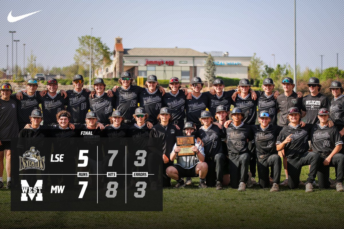 District A1 Championship

LSE 5
MW 7
FINAL

Deremer 5.1IP 3R 7K W
Sterbens 1IP 0H 2K 
Venteicher .2IP 1H 2K SV
Moore 3H HR 1SB 3RBI 2R
Cozad 2H 
Snyder 1H BB RBI 1R
Brau 1H RBI
Lewis 1H 1R

District Champs.
Ticket punched. 🎟️

#MWDNA | <a href="/MWHSactivities/">Millard West Activities</a>