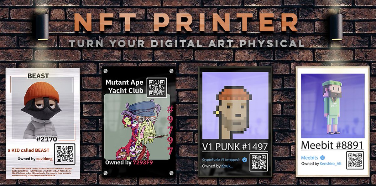 web3guy1111's tweet photo. "NFT Printer (NFT wall art) revamped & is live again! 🎨
https://t.co/ZgUGm4c243
We currently have one product listed, but more will be added over the weekend as we conduct testing
We're committed to providing you with the best experience! 🫶
#merch #nft #nftmerch #crypto https://t.co/HkEVSKU9iw