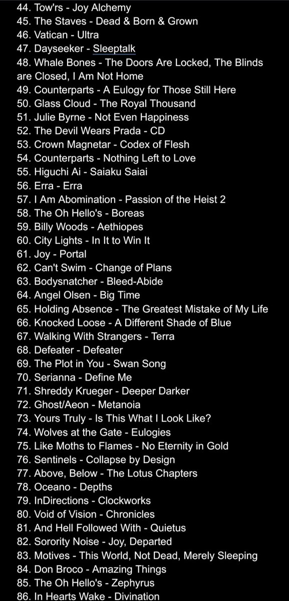 Ape_spit's tweet photo. Meant to post when I hit 500 but went a little over lmao. So here's the 528 albums I've heard over the last 4 years ranked from best to worst https://t.co/JB1akH6Q3I