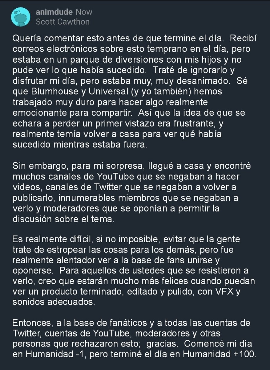 DannyOrozcus's tweet photo. Mensaje en ESPAÑOL de Scott sobre la reciente filtración del trailer de la película de #FNAF https://t.co/lPelzZXLOE