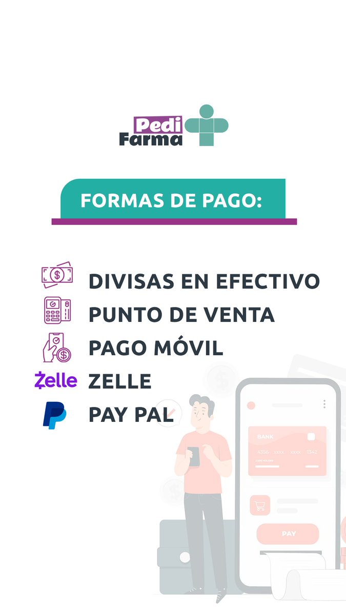 pedifarma's tweet photo. En nuestras farmacias puedes pagar con cualquiera de los siguientes métodos de pago ☺️ https://t.co/96FgOKNBDi