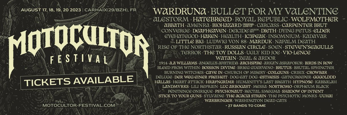 WFenec's tweet photo. 9 #nouveaux groupes viennent de s'ajouter sur l'affiche de la nouvelle édition du @MotocultorFest : https://t.co/MFqeQn35Le
#MotocultorFest #Motocultor #lineup #add https://t.co/KRkD4aNaHJ