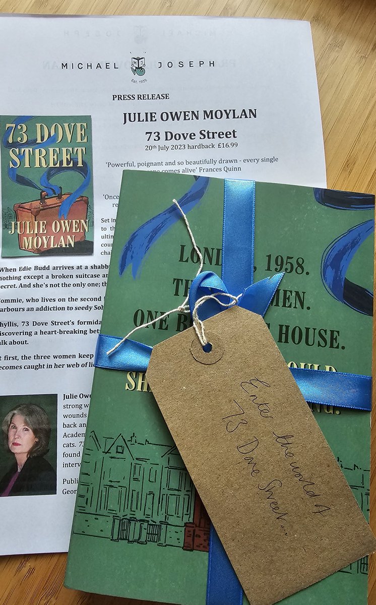 Thank you to @hannahlbright29 @PublicityBooks and @MichaelJBooks for my copy of #73DoveStreet by @JulieOwenMoylan .This will be coming to Bath with me on holiday. 🥰