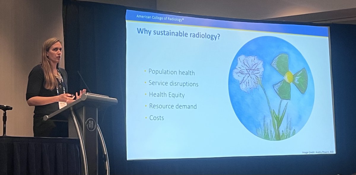 The "why's" behind sustainability in radiology from @juliaschoenMD at #ACR2023 #ACR100