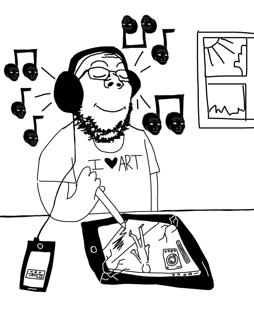 im so obsessed with listening to music and drawing... total musicpilled drawcel