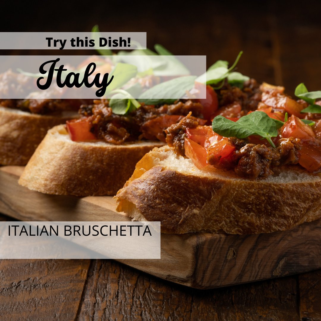 ConsultZenithA's tweet photo. Try this Dish! Italy: ITALIAN BRUSCHETTA
Trying dishes from around the world can not only provide a diverse culinary experience, but it can also promote cultural understanding and appreciation. 
#ITALIANfood #ITALIANBRUSCHETTA #foodie #foodlover #diversity https://t.co/T1TdbVWPir