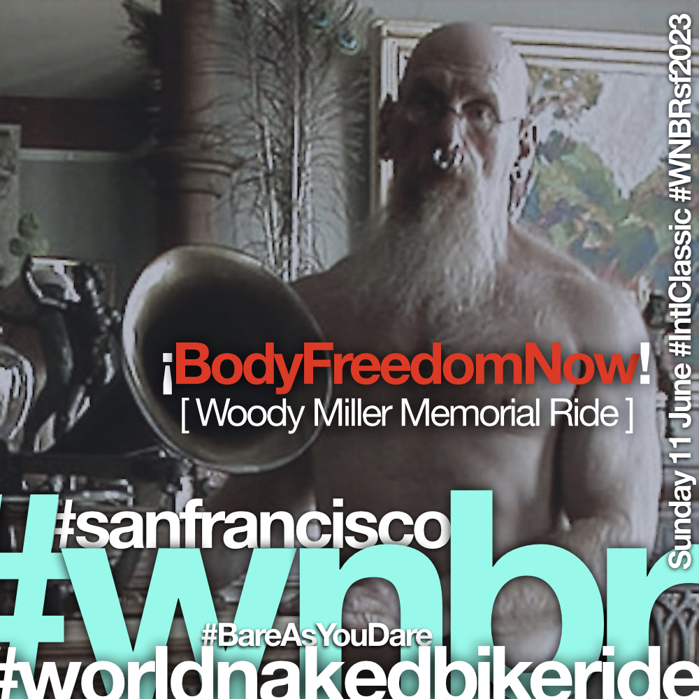 nudeactivism's tweet photo. Sunday 11 June 2023 International Classic #WNBR #WNBRsf2023 “Woody Miller Memorial Ride.” #JoinTheFun #JoinTheCelebration #BodyFreedom #BodyFreedomNow #ReNormalizingNudism #SocialPublicNudism #CosmopolitanNudism #UrbanNudism #WNBRusa2023 SanFrancisco🇺🇸USA https://t.co/M7B1Wd4kc4 https://t.co/6DlM7c53Wx