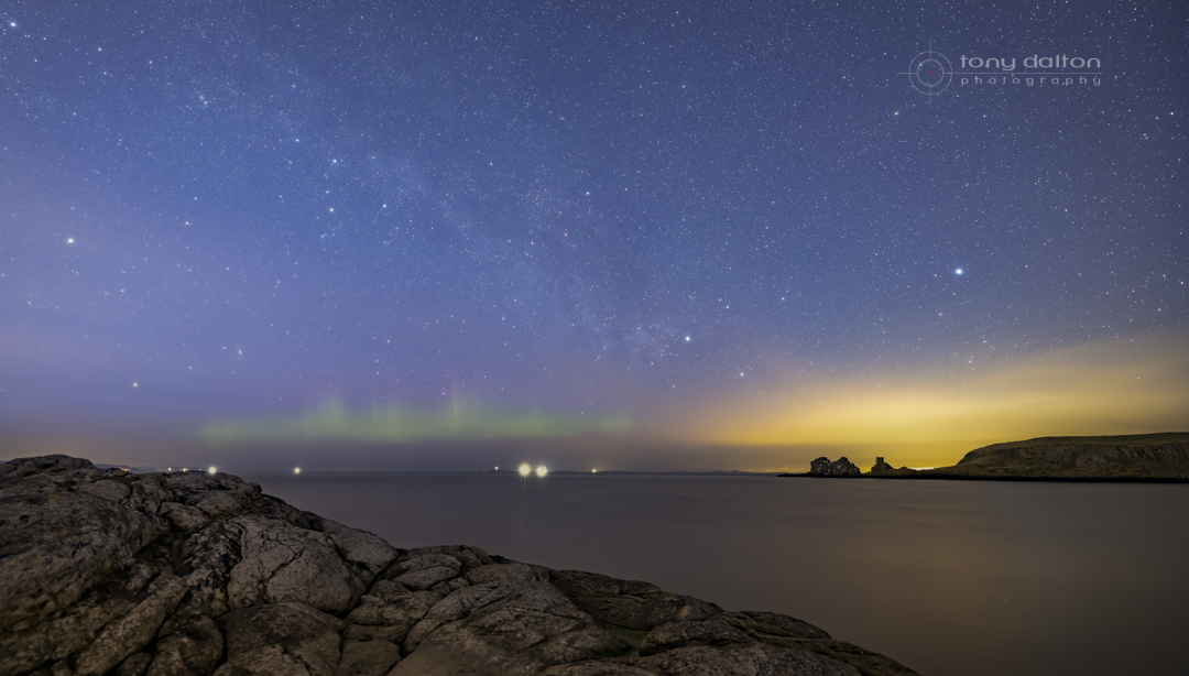 Beautiful night skies at the Isle of Muck, Islandmagee. A touch of the Aurora and the Milky Way.