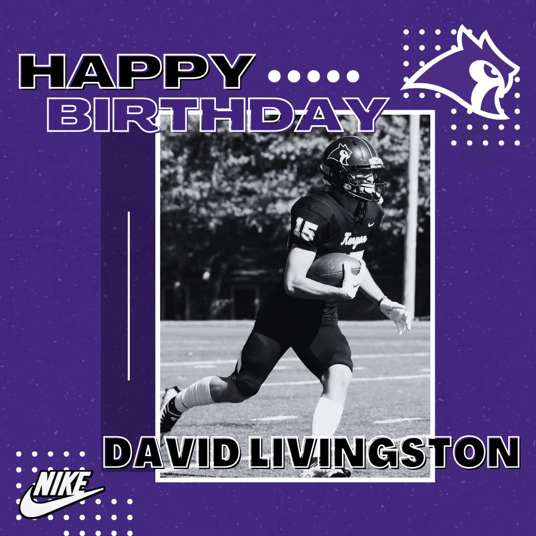 KenyonFootball's tweet photo. Happy Birthday to WR David Livingston🦉#GoOwls https://t.co/ZqnDT7vSGH