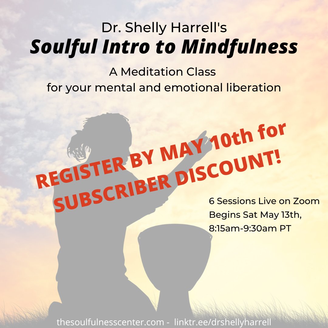 Just one week left to join my mindfulness class! bit.ly/sitm2023     #mindfulness #mindfulnessmeditation #mindfulnessclass #soulfulness #BIPOCwellness #Blackwellness #Blackmentalhealth