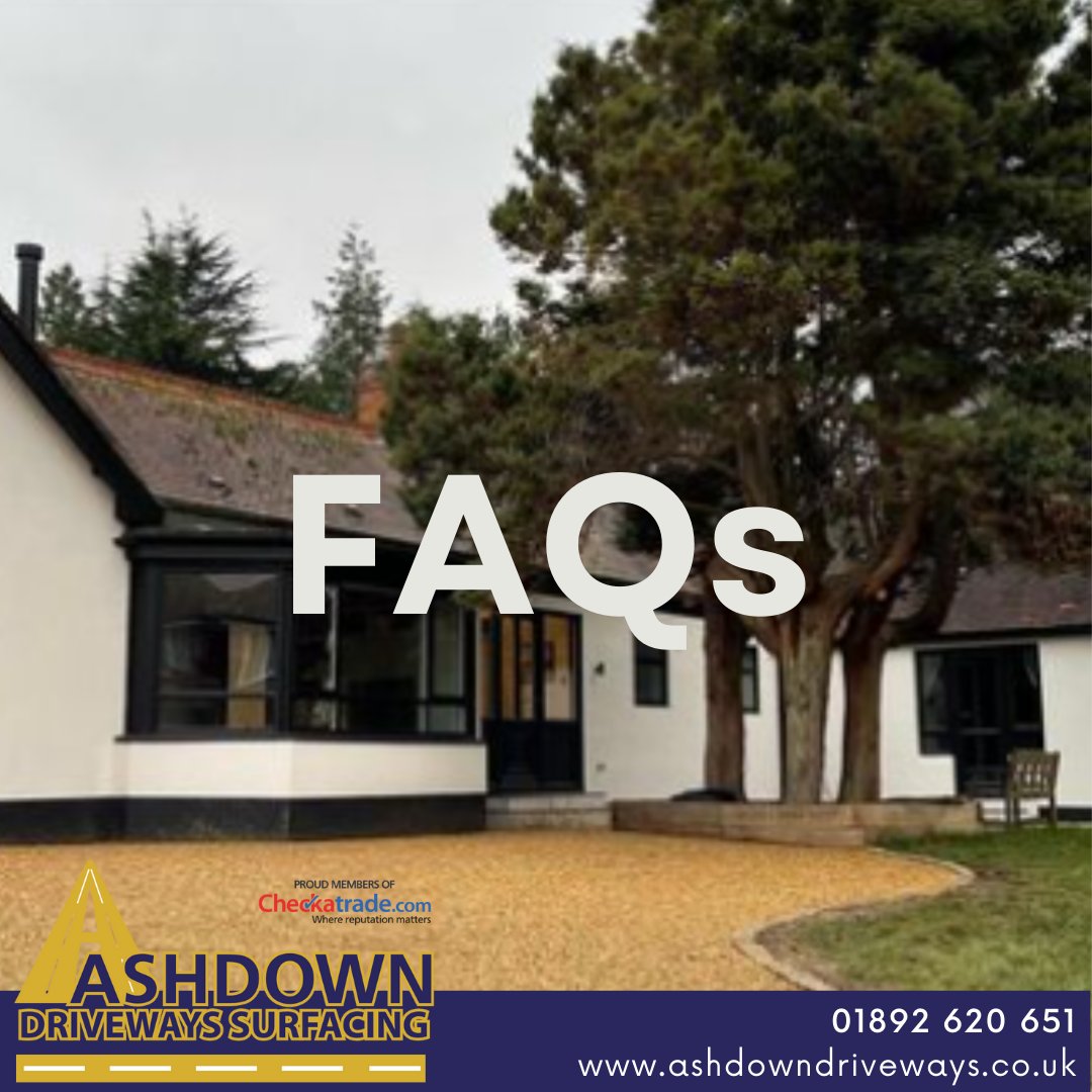 FAQs:

-Will I need planning permission? 
-Do you offer permeable drives?
-What is the best surface to choose?

If you would like to transform your drive, click here ashdowndriveways.co.uk  for further information, or give us a call on 01892 620 651 to book your FREE quotation.