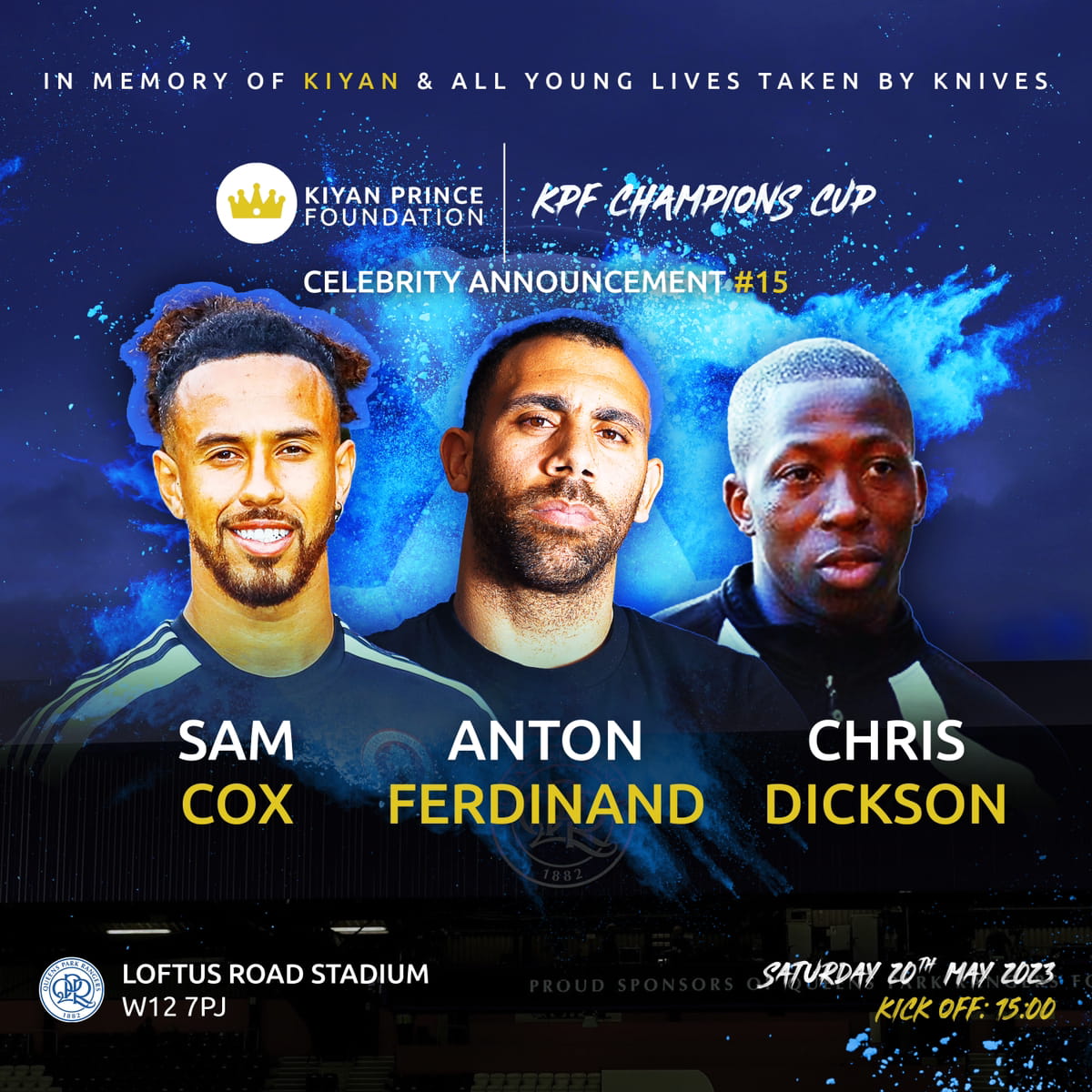 TheKPF's tweet photo. Officially announcing our newest team members...bringing some nutmegs, headers and volleys to the game is @TheSamCox, @anton_ferdinand Chris Dickson!  No pressure guys! 😆

Coming together for an amazing cause - raising future champions! Ticket 🔗 in bio.

#kpfcc23 #kiyanprince https://t.co/uQtNtDKFLt