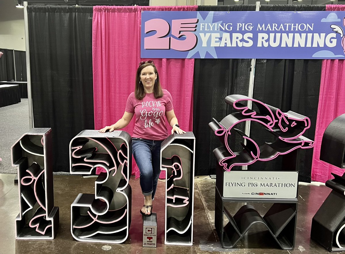 Ready to Fly the Pig in Cincy tomorrow. Rain or shine, here we come! 🐽🏃🏻‍♀️ #thirteenpointone
<a href="/RunFlyingPig/">Flying Pig Marathon</a>