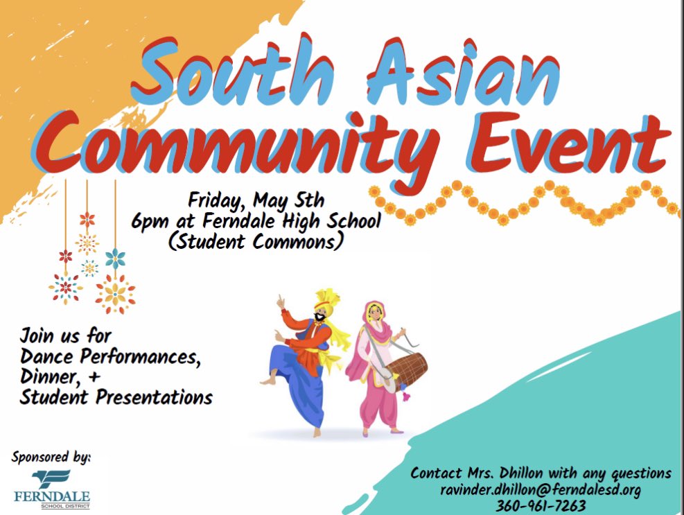 KDominguezSupt's tweet photo. Last night it was all about BELONGING at Ferndale High School’s first annual South Asian Community Event. A night filled with food, dancing, and appreciation! #YouBelong #bystudentsforstudents @FerndaleSD_WA https://t.co/BNySPKCTbc