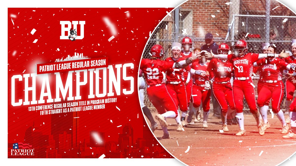 With today's DH sweep over Lehigh, we've claimed our 5️⃣th straight <a href="/PatriotLeague/">Patriot League</a> regular season title and will be hosting the tournament on May 11-13‼️

#GoBU #DawgsEat #NCAASoftball
