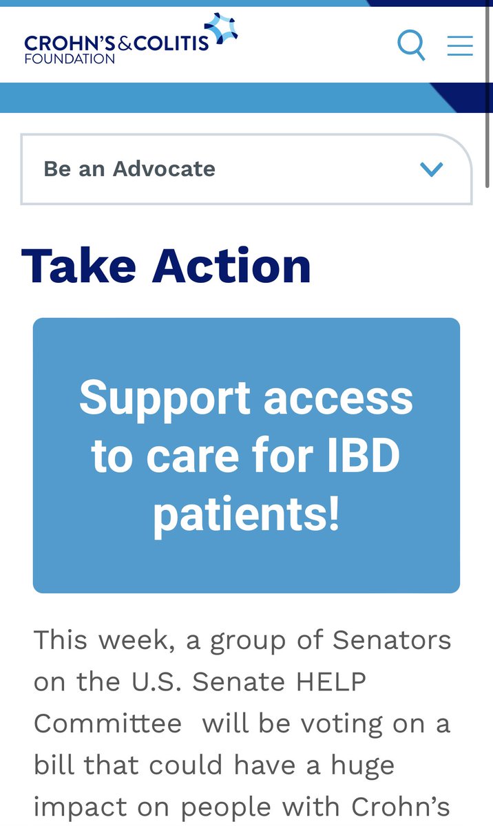 📣 Access to adequate treatment for #IBD is being threatened by policy and is in need for reform 

📣Calling all #IBD patients and providers. Please take 3m and follow crohnscolitisfoundation.org/get-involved/b…

Easy way to send a note to your representatives! 

3 minutes can have a HUGE impact!