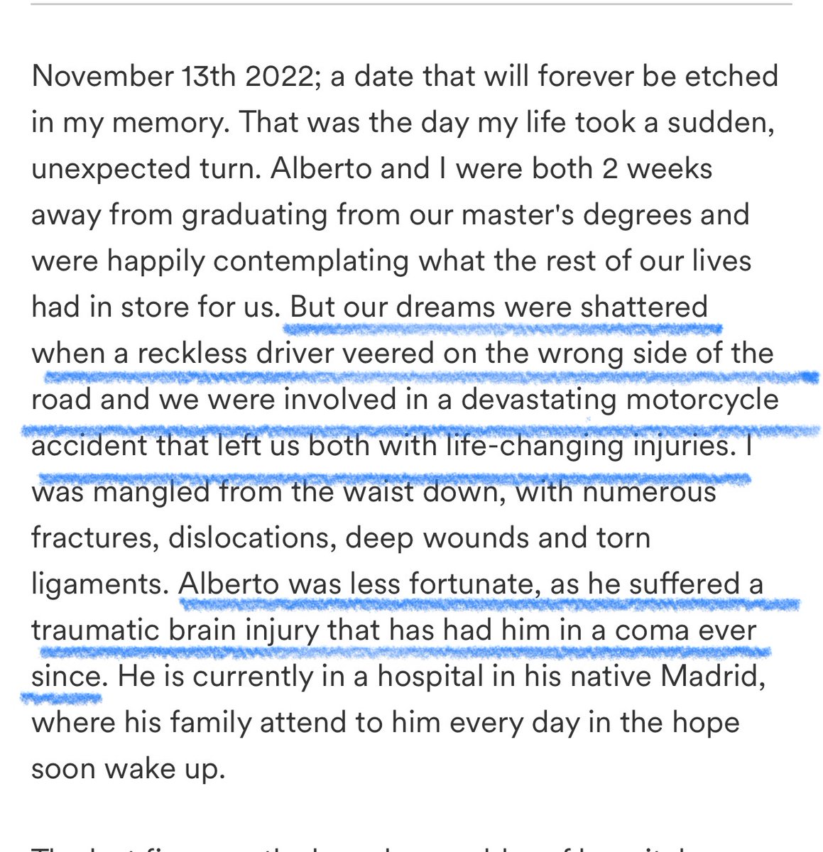 Hola i perdoneu! Tinc un amic que està passant uns moments dificils. Fa 5 mesos ell i un company seu van tenir un fatal accident a USA. Allà la sanitat és privada i el seu amic està en coma. Qualsevol ajuda seria massa per a les famílies, gràcies 🫶🏻🙏🏼⬇️

gofundme.com/f/duathlon-for…
