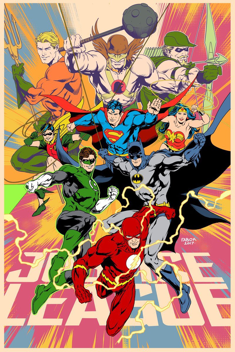 I freakin love this! <a href="/JasonFabok/">Jason Fabok</a> drew this for his son's room a few years ago. It's based off the art of Jose Luis Garcia Lopez. Jason’s art is so incredible! He’s truly blessed 👍 

#Batman #Superman #WonderWoman #GreenLantern #Aquaman  #GreenArrow #Hawkman #TheFlash