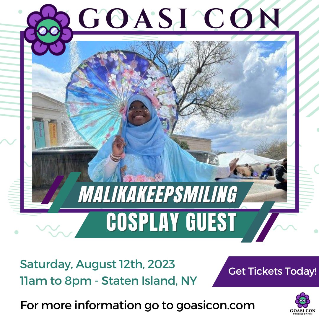 GOASIcon's tweet photo. We are happy to announce @malikakeepsmiling as one of our #GOASIcon Cosplay Guests.

She will also be running a panel on J-fashion at the convention. Stay tuned to more info.

#jfashion #cosplay #geekfestival #geekoutatstatenisland #nyfestival #sievent #cosplayer #snugharbor https://t.co/eh08HZwgLK