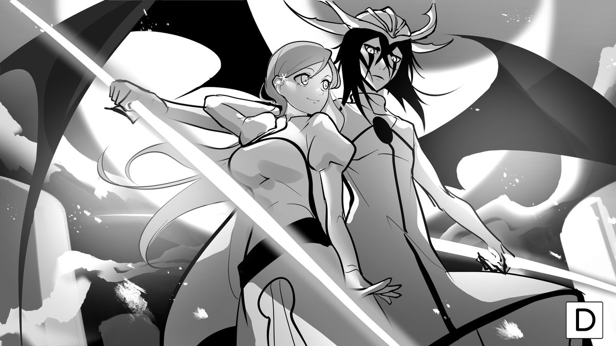 一人投一票，救救選擇障礙症…_(:3」∠)_

---
wallpaper WIP.
I've made several sketches but I can't make a decision. _(:3」∠)_

#BLEACH #ulquihime #ウル織