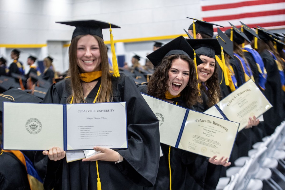 cedarville's tweet photo. Congratulations to the Class of 2023 from today's 10 a.m. commencement ceremony! Your hard work and dedication have paid off! ππ #CUClassof2023 https://t.co/etdFQLO9DY